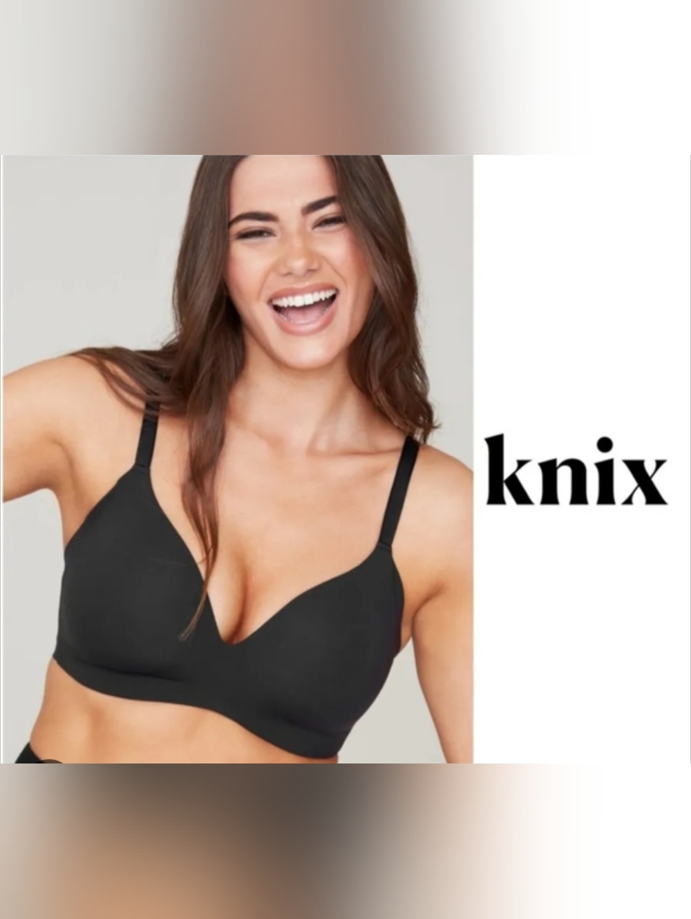 Knix Wireless Seamless Black Bra Size 2
